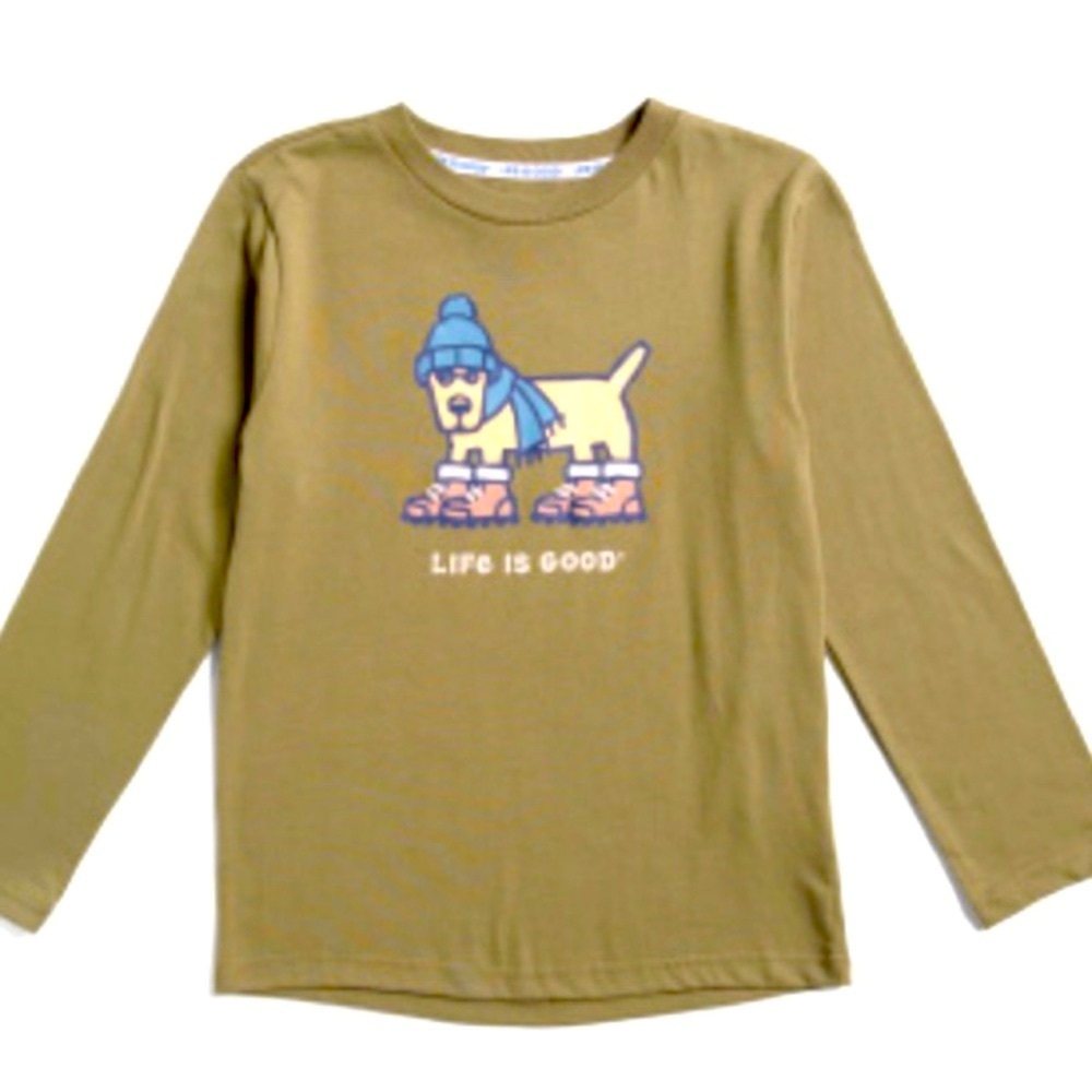 Life is Good Long Sleeve Green Skating Dog Toddler Graphic T-Shirt 5/6 Small